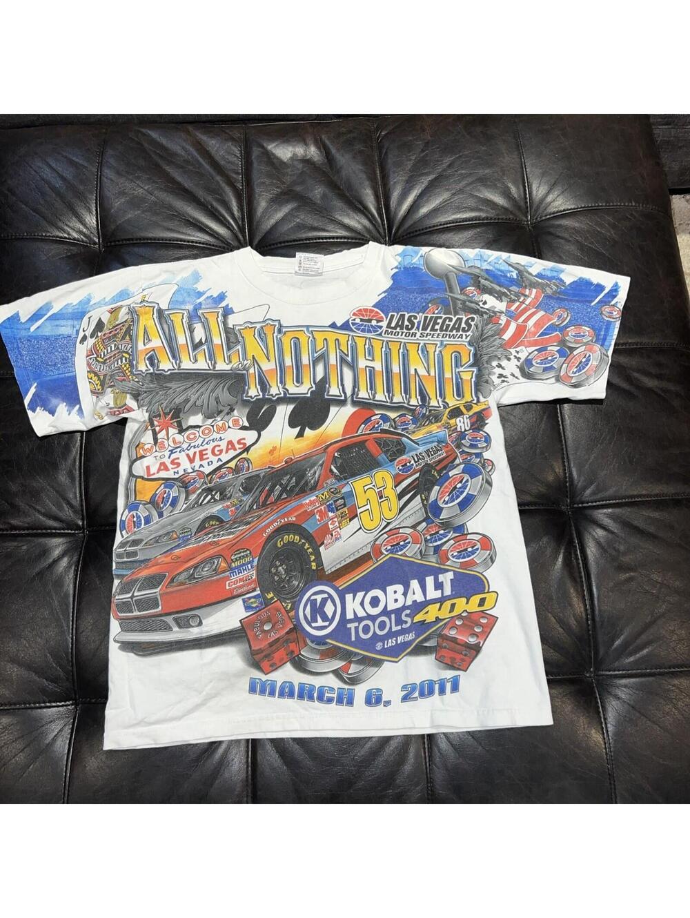 Nascar Las Vegas Motor Speedway Kobalt 400 All Or Nothing Y2K T-Shirt Sz M AOP